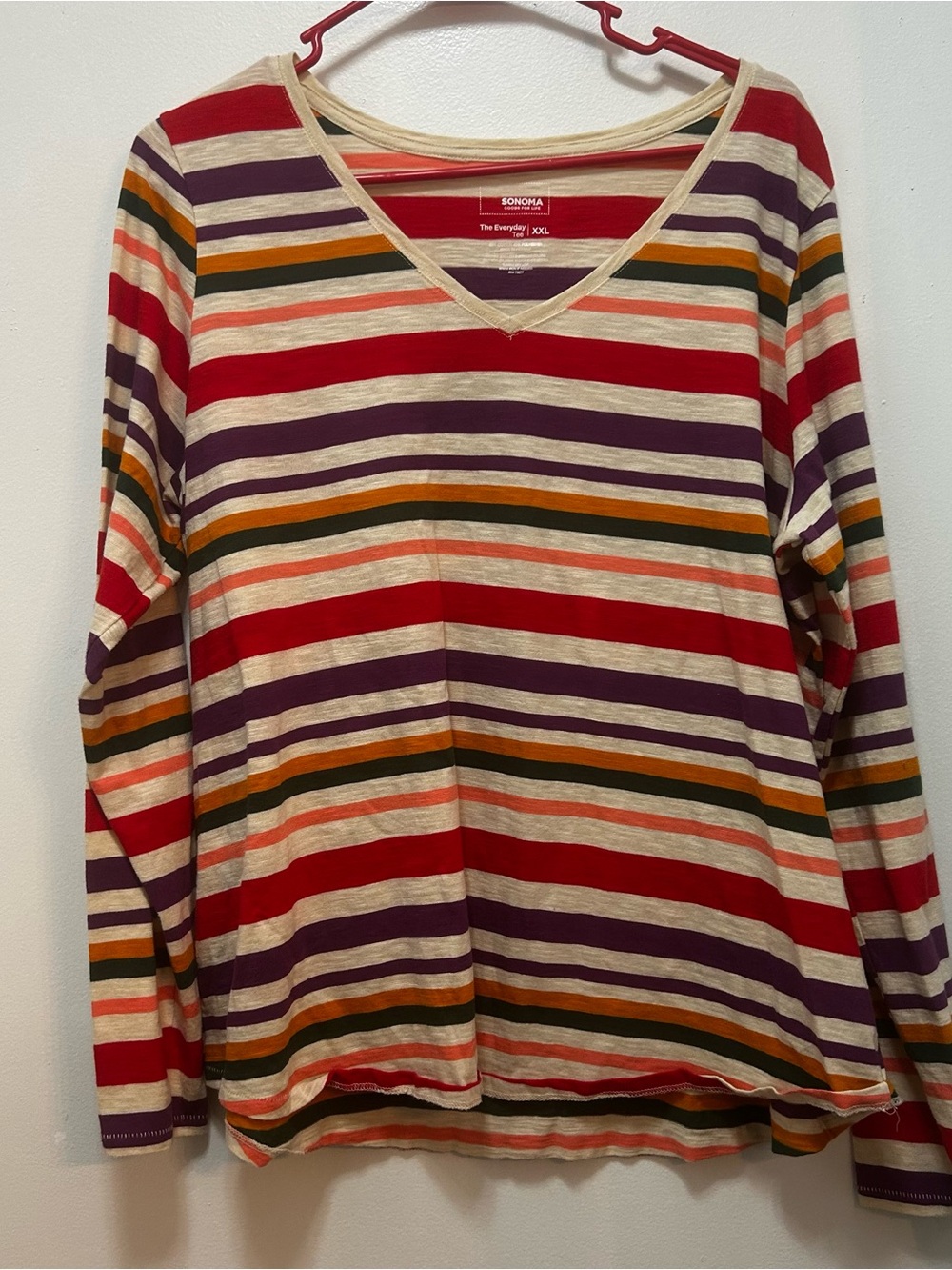 SONOMA The Everyday Tee XXL - Red, Cream & Purple Striped